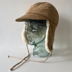 Bogner Brimmed Ski Hat in Faux Suede & Faux Shearling